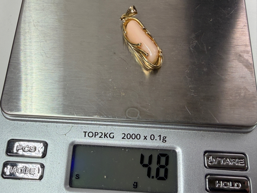 14k Gold Pink Coral Pendant 4.8g Appraised At $1,800 Retail [Photo 5]