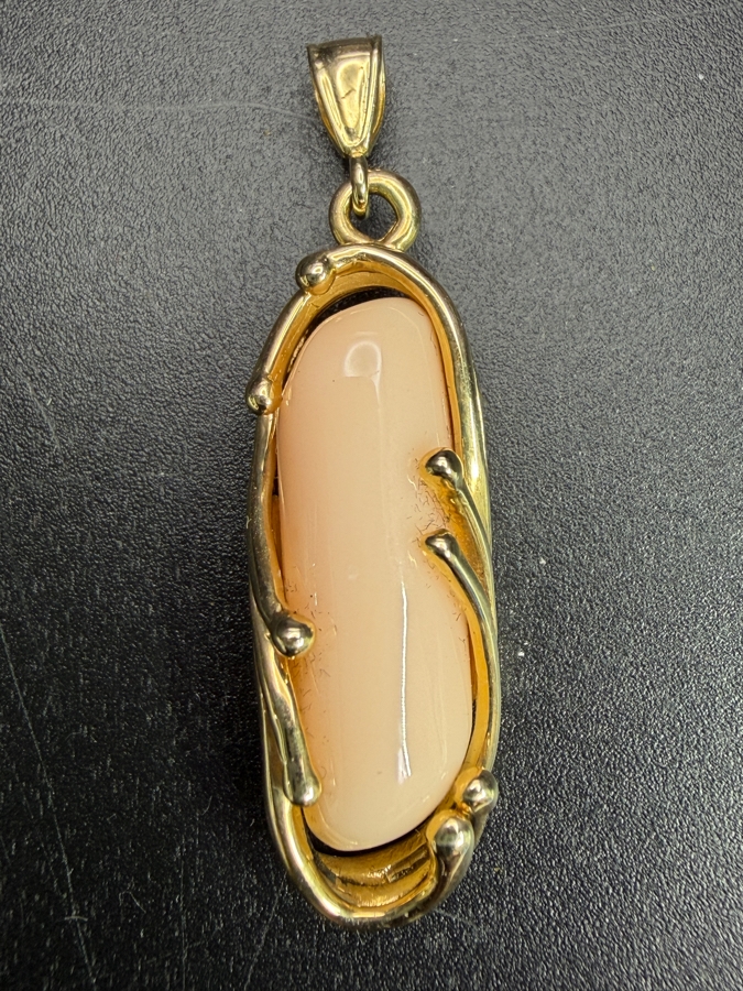 14k Gold Pink Coral Pendant 4.8g Appraised At $1,800 Retail [Photo 2]