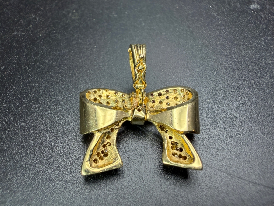 14k Gold Bow Motif Pearl Enhancer With (78) .01 Diamonds Estimated .75-.80cttw 8.2g Appraised At $4,000 Retail [Photo 6]