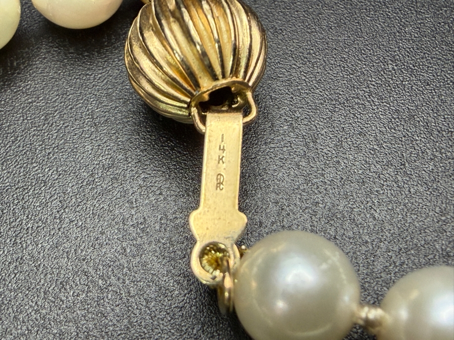26' 6.0mm Cultured Pearl Strand Necklace With 14k Gold Clasp Appraised At $1,400 Retail [Photo 5]