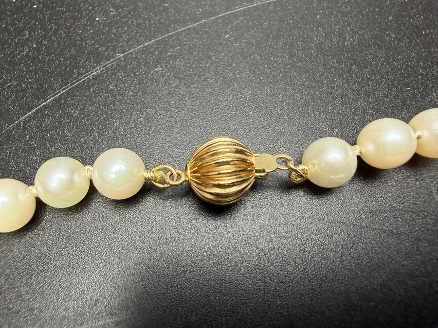 26' 6.0mm Cultured Pearl Strand Necklace With 14k Gold Clasp Appraised At $1,400 Retail [Photo 4]