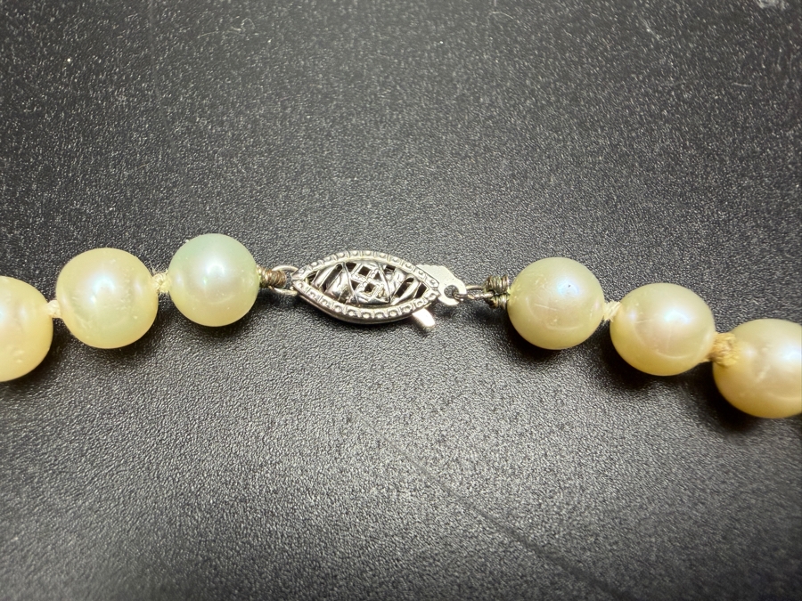 19' 7.0mm Cultured Pearl Strand Necklace With 14k Gold Clasp Appraised At $700 Retail [Photo 4]