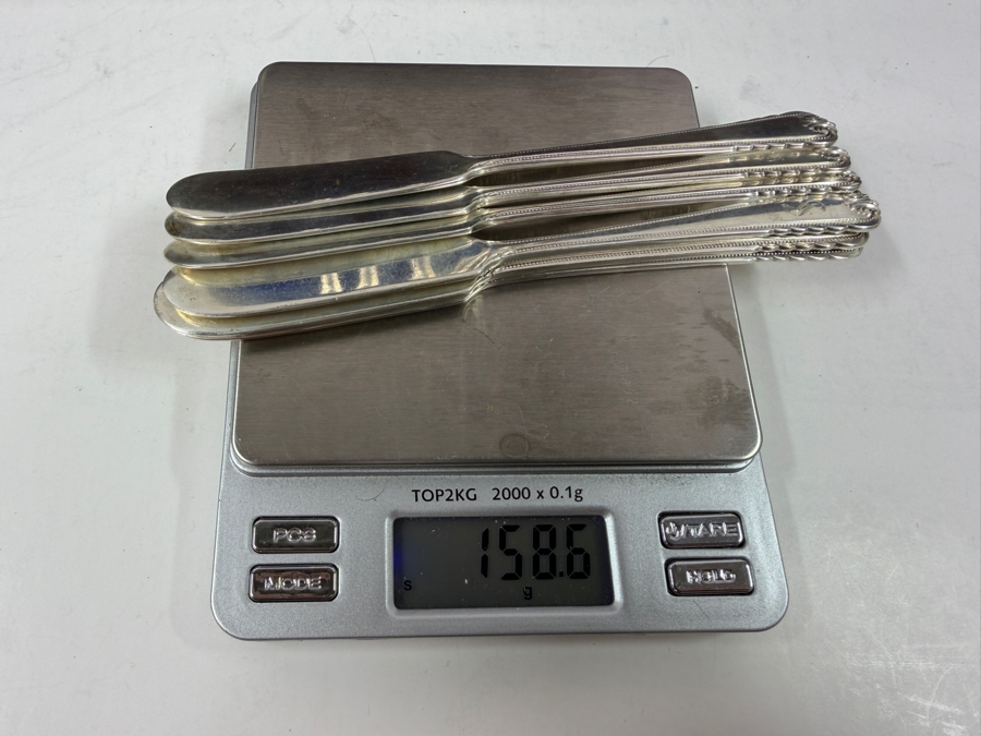 Boxed Rogers Sterling Silver Flatware Service For 6 (36 Pieces) - 1,047g Of Sterling Silver $3,015 Melt Value Plus 408g Of Sterling Silver Handled / Stainless Blade Knives [Photo 10]