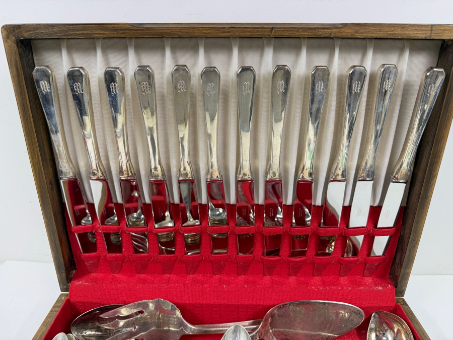 Huge Boxed Sterling Silver Flatware Service For 12 (92 Pieces) - 3,415g Of Sterling Silver $9,835 Melt Value Plus 1,180g Of Sterling Silver Handled / Stainless Blade Knives [Photo 3]