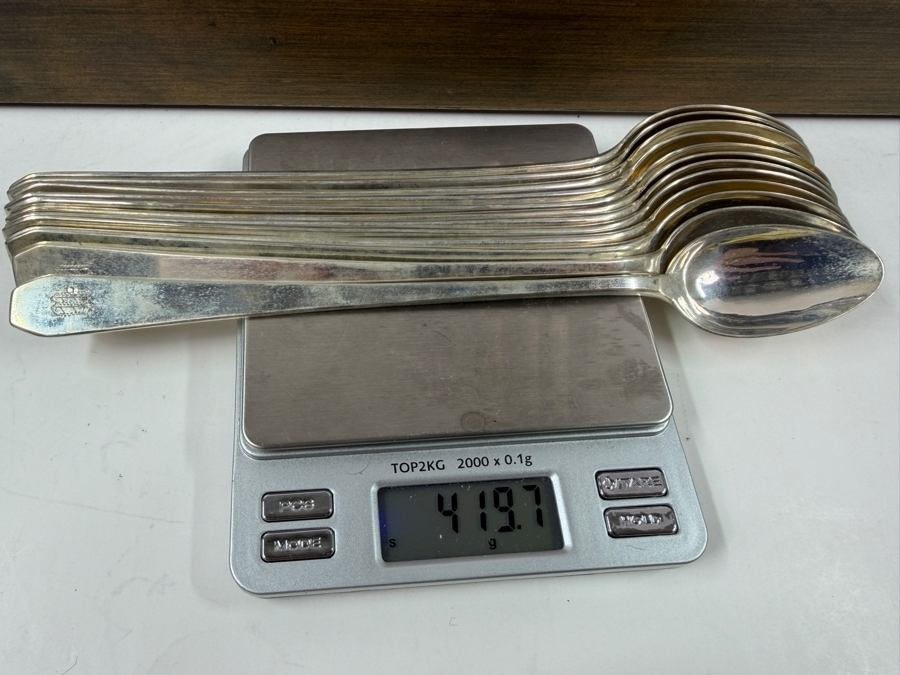 Huge Boxed Sterling Silver Flatware Service For 12 (92 Pieces) - 3,415g Of Sterling Silver $9,835 Melt Value Plus 1,180g Of Sterling Silver Handled / Stainless Blade Knives [Photo 8]