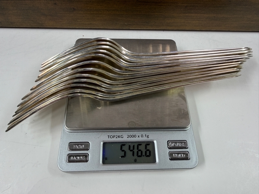 Huge Boxed Sterling Silver Flatware Service For 12 (92 Pieces) - 3,415g Of Sterling Silver $9,835 Melt Value Plus 1,180g Of Sterling Silver Handled / Stainless Blade Knives [Photo 13]