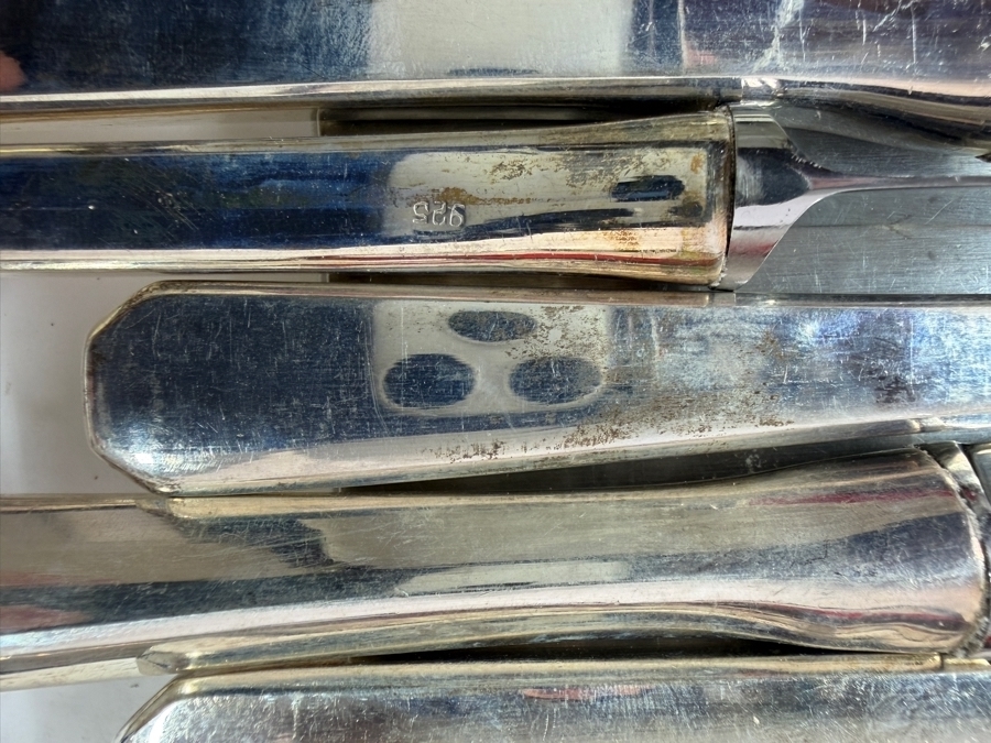 Huge Boxed Sterling Silver Flatware Service For 12 (92 Pieces) - 3,415g Of Sterling Silver $9,835 Melt Value Plus 1,180g Of Sterling Silver Handled / Stainless Blade Knives [Photo 17]