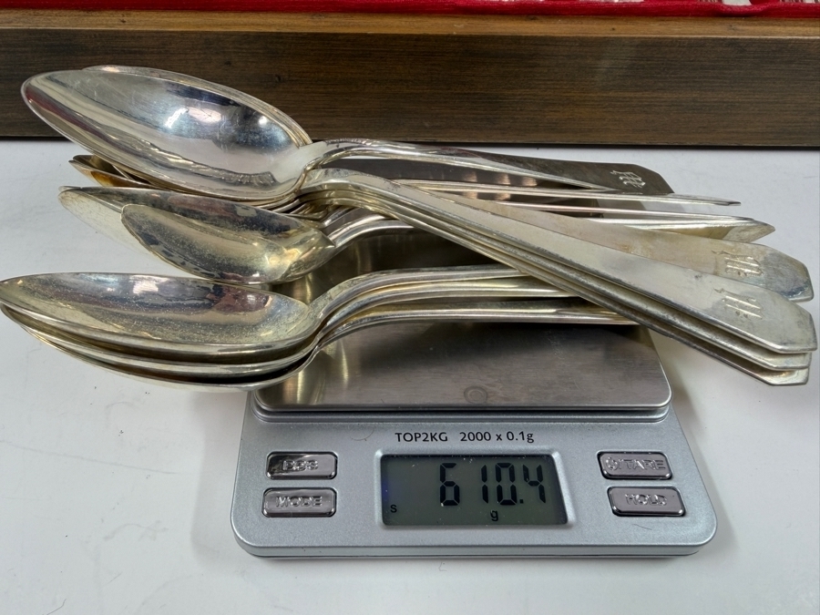 Huge Boxed Sterling Silver Flatware Service For 12 (92 Pieces) - 3,415g Of Sterling Silver $9,835 Melt Value Plus 1,180g Of Sterling Silver Handled / Stainless Blade Knives [Photo 11]