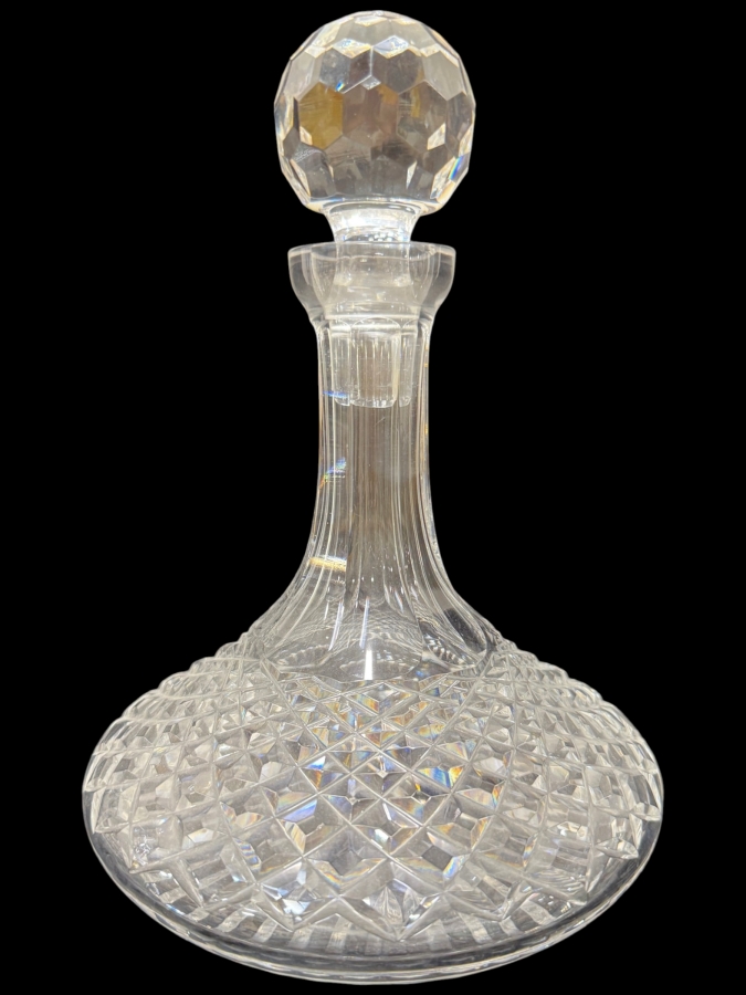 Vintage Waterford Crystal Alana Pattern Ship's Decanter With Faceted Stopper 10'H