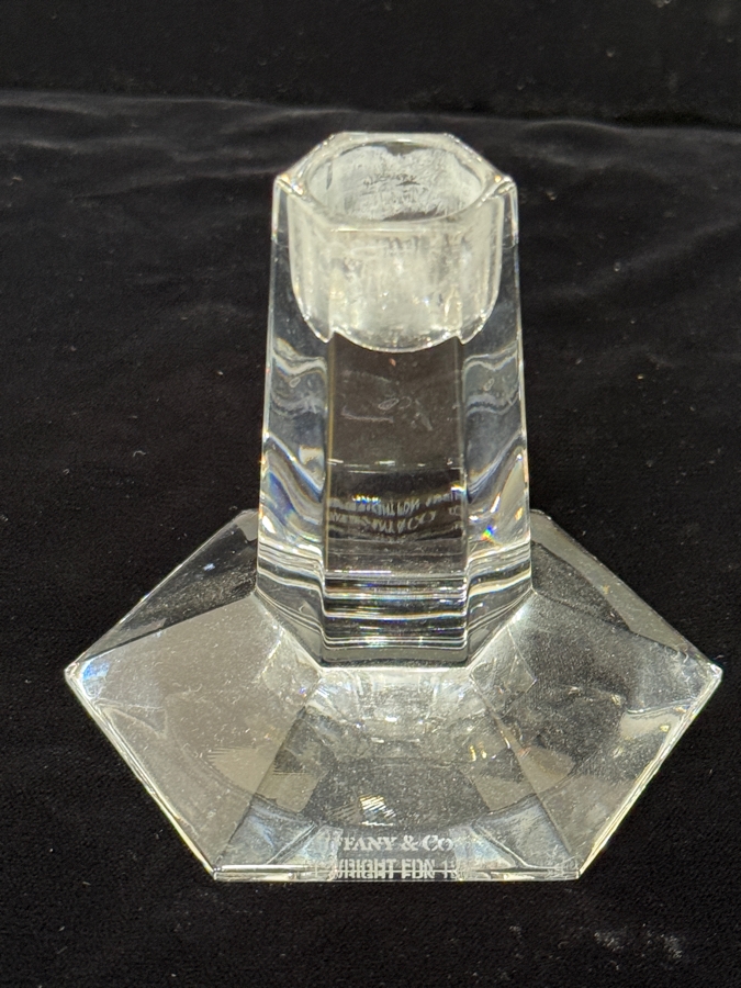 Vintage Tiffany & Co. Frank Lloyd Wright Crystal Candlestick Holder 3.75'H [Photo 2]