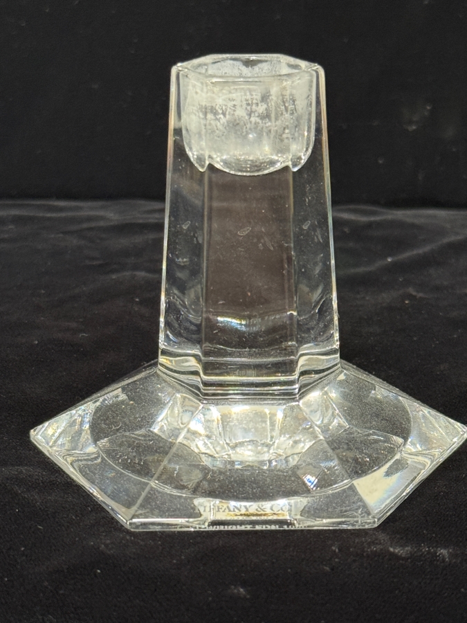 Vintage Tiffany & Co. Frank Lloyd Wright Crystal Candlestick Holder 3.75'H