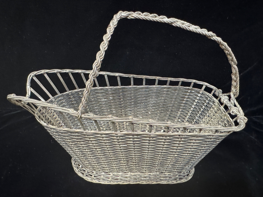 Vintage French Silver-Plated Wire Wine Bottle Holder 9.25'W [Photo 2]