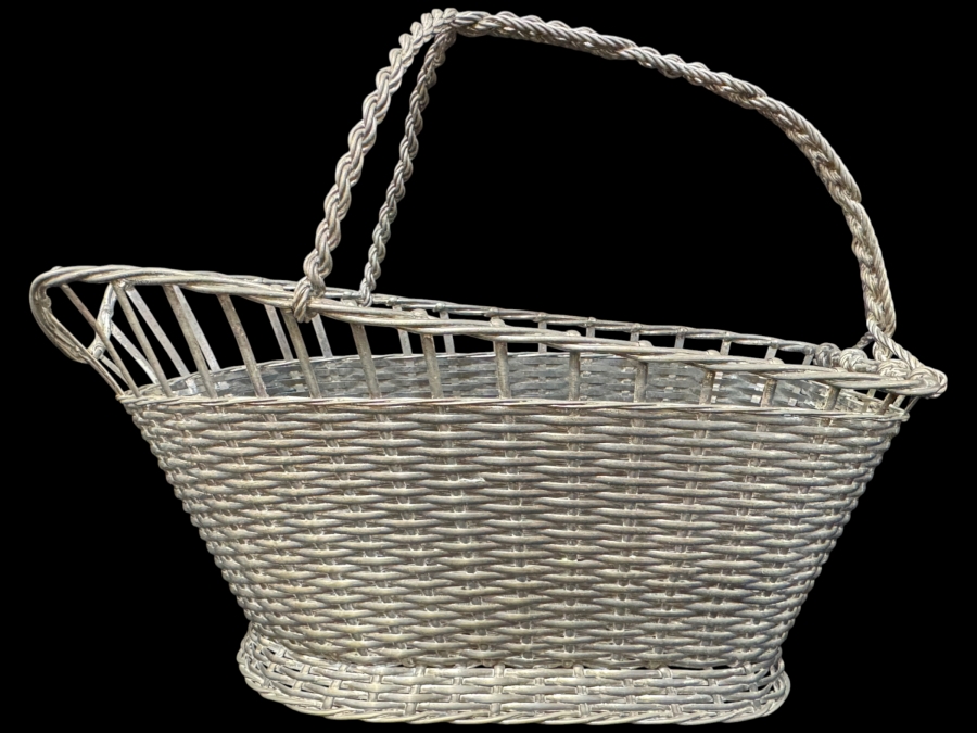 Vintage French Silver-Plated Wire Wine Bottle Holder 9.25'W