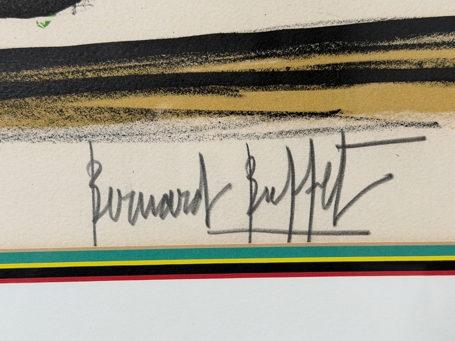 Bernard Buffet (1928-1999, French) Signed Artist Proof Expressionist Color Lithograph Titled 'Marguerites' (Daisies) 1977 Pencil Signed Lower Right 19' X 27' Framed 26.5' X 35' [Photo 5]
