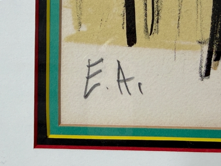 Bernard Buffet (1928-1999, French) Signed Artist Proof Expressionist Color Lithograph Titled 'Marguerites' (Daisies) 1977 Pencil Signed Lower Right 19' X 27' Framed 26.5' X 35' [Photo 8]