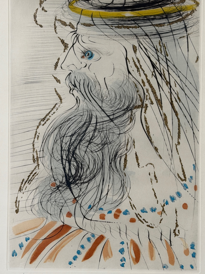 Salvador Dali (1904-1989, Spanish) Signed Hand-Colored Etching With Gilding Titled 'Song Of Songs: King Solomon' 1971 Pencil Signed Lower Right And Numbered S 190 Of 200 12'W X 20'H Framed 22.5'W X 30.5'H [Photo 6]