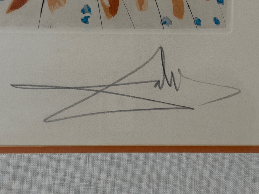 Salvador Dali (1904-1989, Spanish) Signed Hand-Colored Etching With Gilding Titled 'Song Of Songs: King Solomon' 1971 Pencil Signed Lower Right And Numbered S 190 Of 200 12'W X 20'H Framed 22.5'W X 30.5'H [Photo 8]