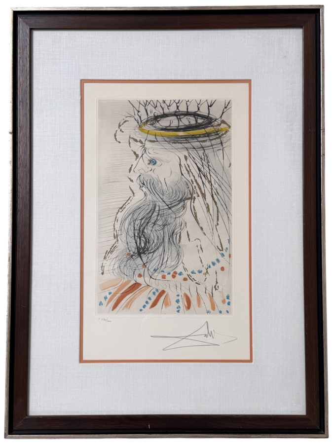Salvador Dali (1904-1989, Spanish) Signed Hand-Colored Etching With Gilding Titled 'Song Of Songs: King Solomon' 1971 Pencil Signed Lower Right And Numbered S 190 Of 200 12'W X 20'H Framed 22.5'W X 30.5'H [Photo 2]
