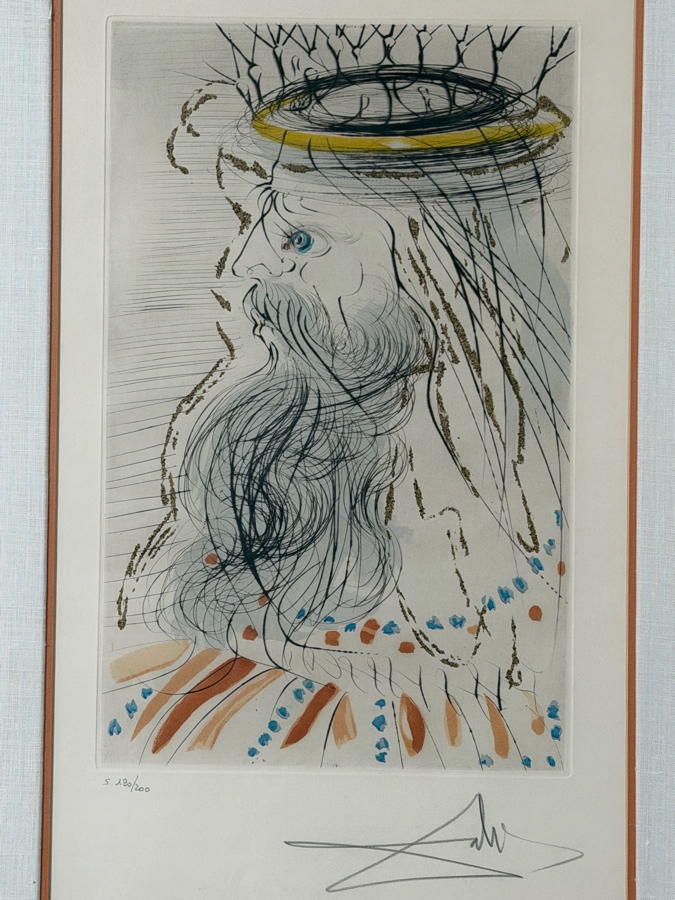 Salvador Dali (1904-1989, Spanish) Signed Hand-Colored Etching With Gilding Titled 'Song Of Songs: King Solomon' 1971 Pencil Signed Lower Right And Numbered S 190 Of 200 12'W X 20'H Framed 22.5'W X 30.5'H [Photo 3]