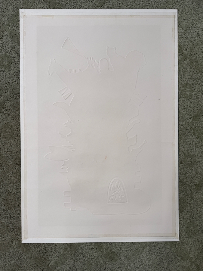 Amram Ebgi (B. 1939, Israeli/American) Hand Signed Limited Edition Embossed Lithograph Titled 'Animals Board The Ark' Pencil Signed Lower Right Numbered 147 Of 150 26' X 38' [Photo 11]