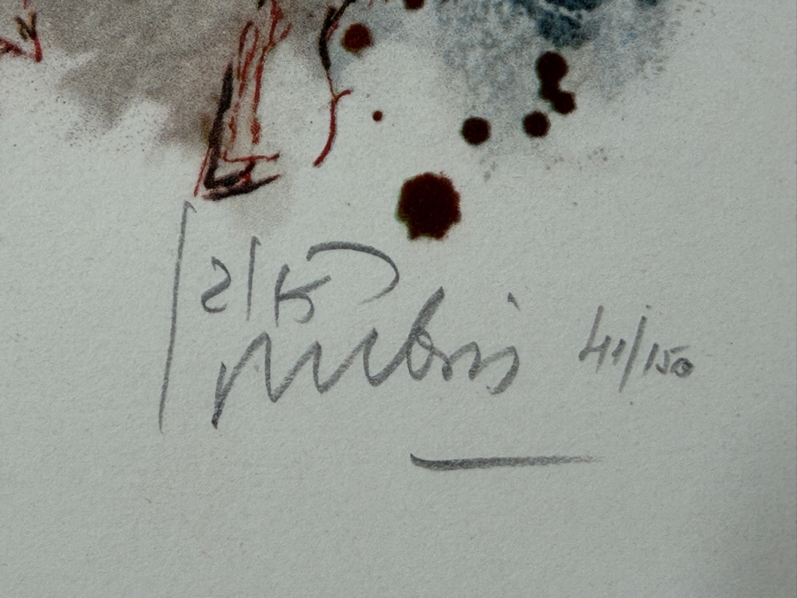 Reuven Rubin (1893-1974, Israeli) Hand Signed Limited Edition Lithograph Print Titled 'Flutist On A Donkey' Pencil Signed Lower Right Numbered 41 Of 150 13'W X 19'H [Photo 5]