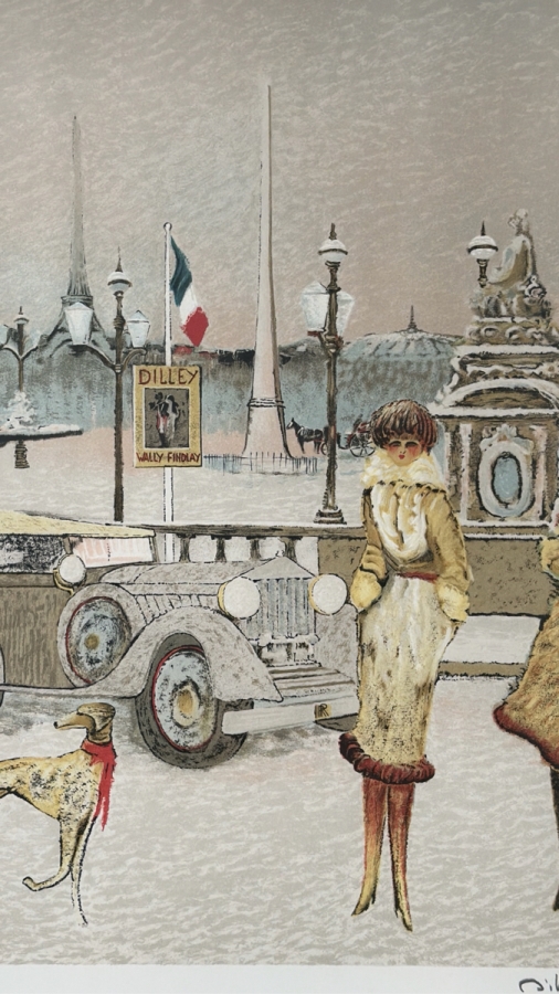 Ramon Dilley (B. 1933, Spanish/French) Hand Signed Limited Edition Lithograph Titled 'Place De La Concorde France' Pencil Signed Lower Right Numbered XXXXI/L 17.5'W X 24'H Framed 28.5'W X 34.5'H [Photo 3]