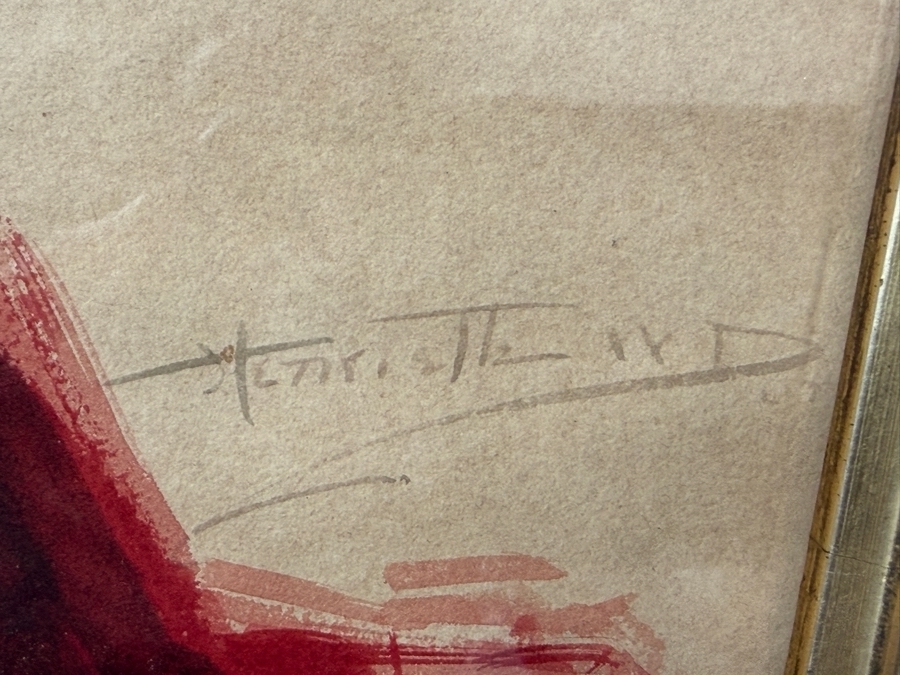 Henrietta Dunn Mears (1877-1970, American) Original Watercolor On Paper Signed Lower Right 9 X 16 In Antique Gilt Frame 13 X 20 [Photo 7]