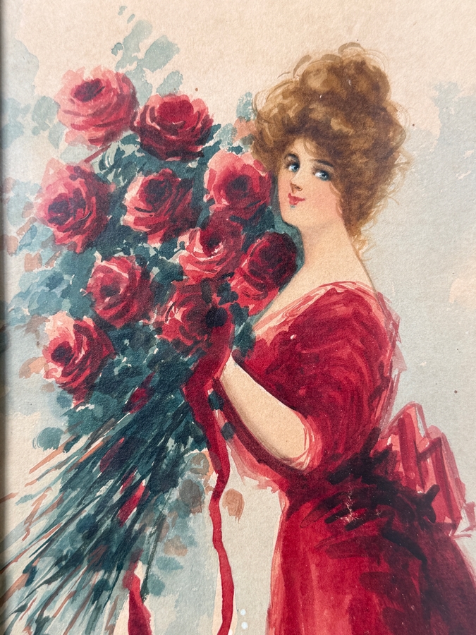 Henrietta Dunn Mears (1877-1970, American) Original Watercolor On Paper Signed Lower Right 9 X 16 In Antique Gilt Frame 13 X 20 [Photo 5]