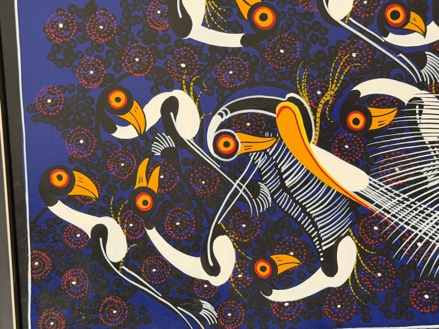 Mteko Original Tingatinga Style African Tanzania Animal Painting 10.5 X 26.5 Framed 13 X 29.5 [Photo 5]