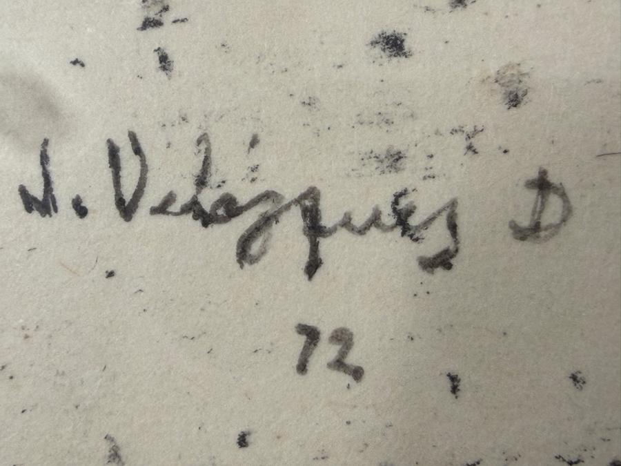 Juan Velasquez Diaz Original Watercolor Ink Drawing On Paper 16 X 8 Framed 25 X 17 [Photo 8]