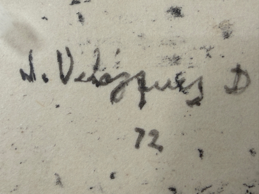 Juan Velasquez Diaz Original Watercolor Ink Drawing On Paper 16 X 8 Framed 25 X 17 [Photo 9]