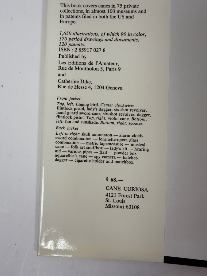 Vintage 1983 Hardcover Book Cane Curiosa: From Gun To Gadget By Catherine Dike [Photo 2]