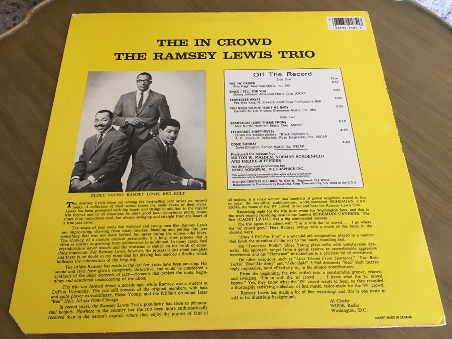 Ramsey Lewis Trio, The ‎- The In Crowd - Chess ‎- CH-9185 [Photo 2]