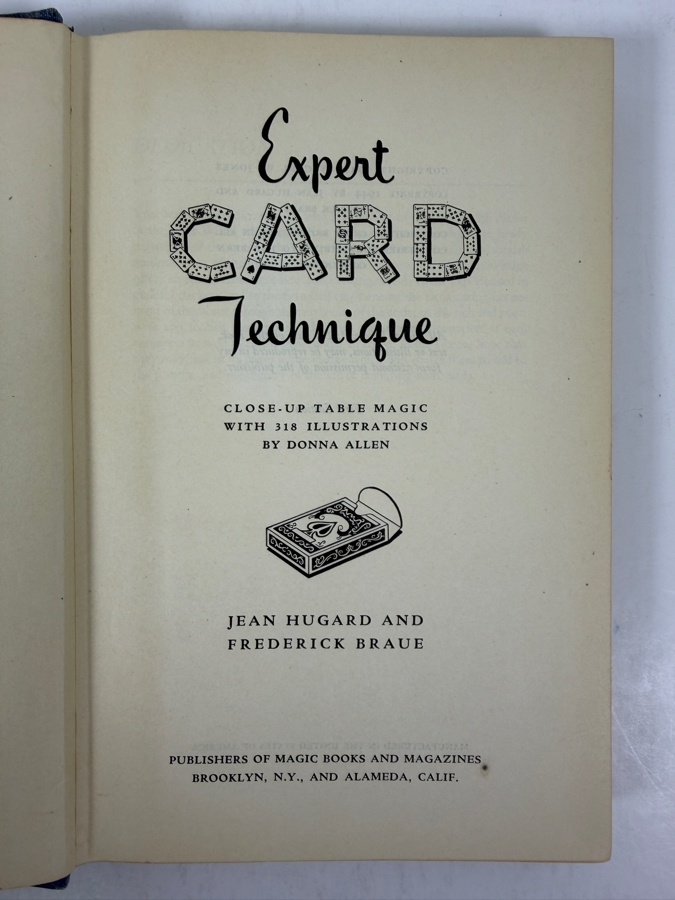 Vintage 1944 First Edition Hardcover Book Expert Card Technique Close-Up Table Magic By Jean Hugard And Frederick Braue [Photo 3]