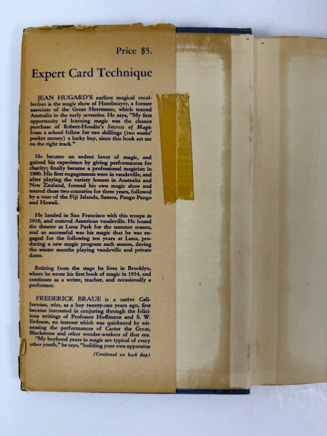 Vintage 1944 First Edition Hardcover Book Expert Card Technique Close-Up Table Magic By Jean Hugard And Frederick Braue [Photo 2]