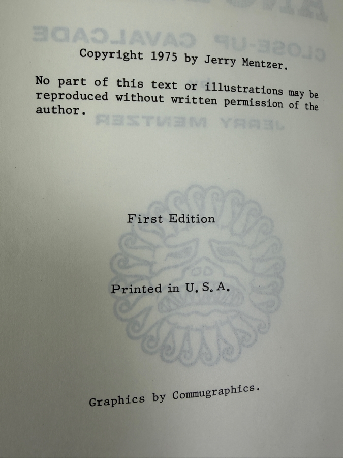 Vintage 1975 First Edition Hardcover Book Another Close-Up Cavalcade By Jerry Mentzer [Photo 3]