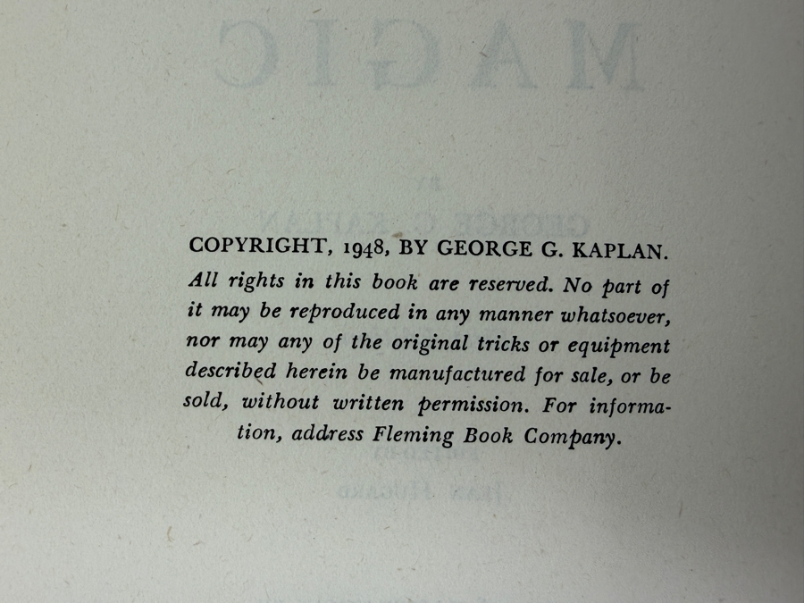 Vintage 1948 First Edition Hardcover Book The Fine Art Of Magic By George G. Kaplan Edited By Jean Hugard Published By The Fleming Book Company [Photo 4]