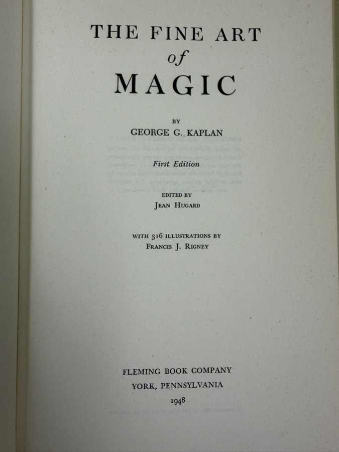Vintage 1948 First Edition Hardcover Book The Fine Art Of Magic By George G. Kaplan Edited By Jean Hugard Published By The Fleming Book Company [Photo 3]