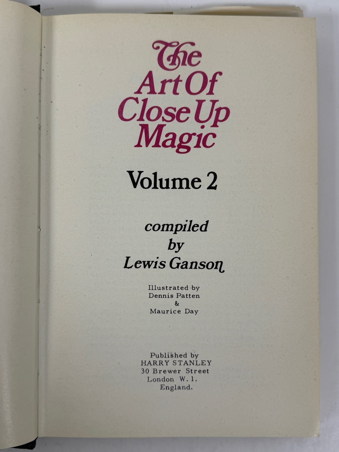 Vintage Hardcover Book The Art Of Close Up Magic Volume 2 By Lewis Ganson Published By Harry Stanley London, England [Photo 2]