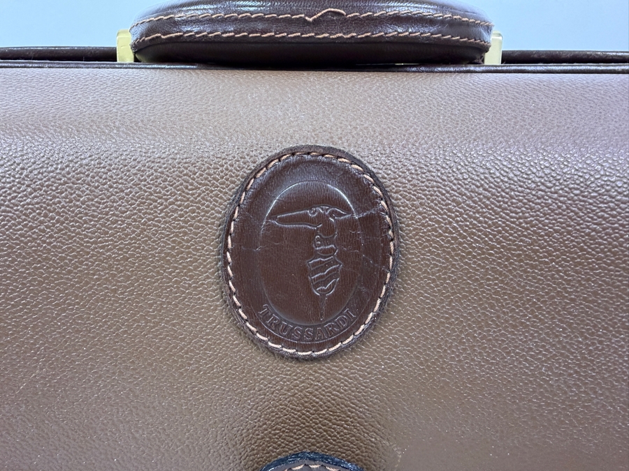 Trussardi Leather Satchel Briefcase Bag 17.5W X 7D X 12H [Photo 3]