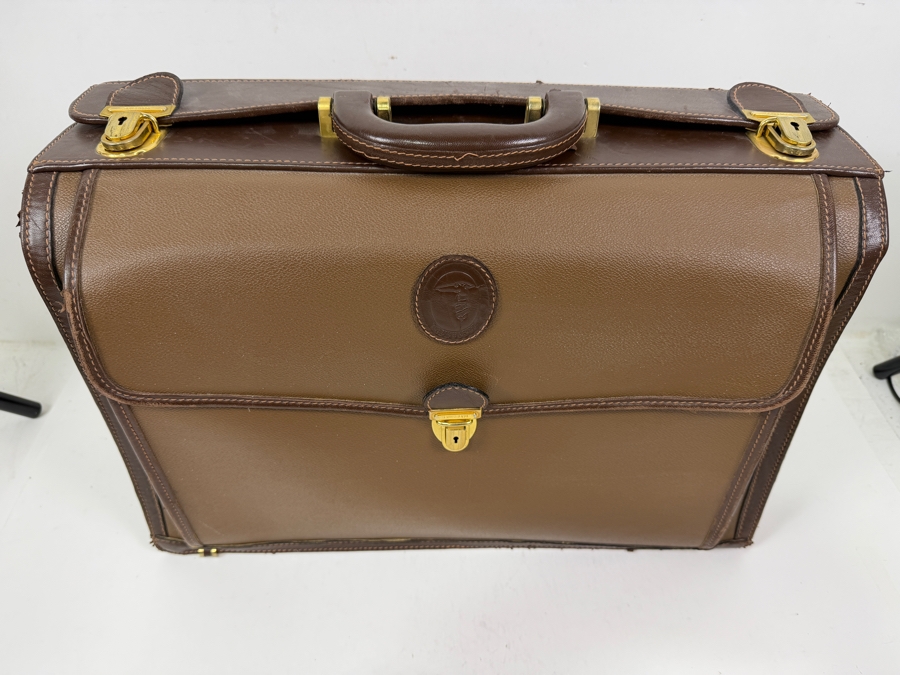 Trussardi Leather Satchel Briefcase Bag 17.5W X 7D X 12H [Photo 2]