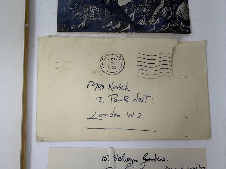 Signed Cecil Collins: Paintings And Drawings (1935-1945) Hardcover Book, Signed Postcard And Signed Personalized Letter (All Signed By Cecil's Wife Elisabeth Collins (1904-2000, English) Who Was Also A Renowned Artist) - See Photos [Photo 8]