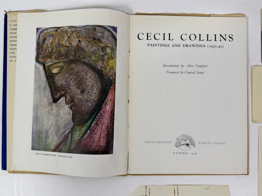 Signed Cecil Collins: Paintings And Drawings (1935-1945) Hardcover Book, Signed Postcard And Signed Personalized Letter (All Signed By Cecil's Wife Elisabeth Collins (1904-2000, English) Who Was Also A Renowned Artist) - See Photos [Photo 7]