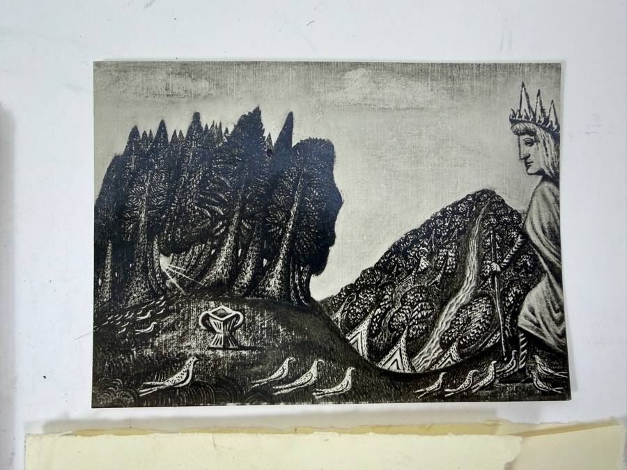 Signed Cecil Collins: Paintings And Drawings (1935-1945) Hardcover Book, Signed Postcard And Signed Personalized Letter (All Signed By Cecil's Wife Elisabeth Collins (1904-2000, English) Who Was Also A Renowned Artist) - See Photos [Photo 12]