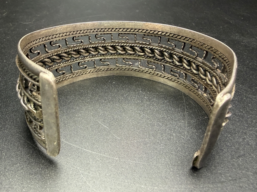 Vintage Sterling Silver Cuff Bracelet 2.75'W 44.1g [Photo 3]