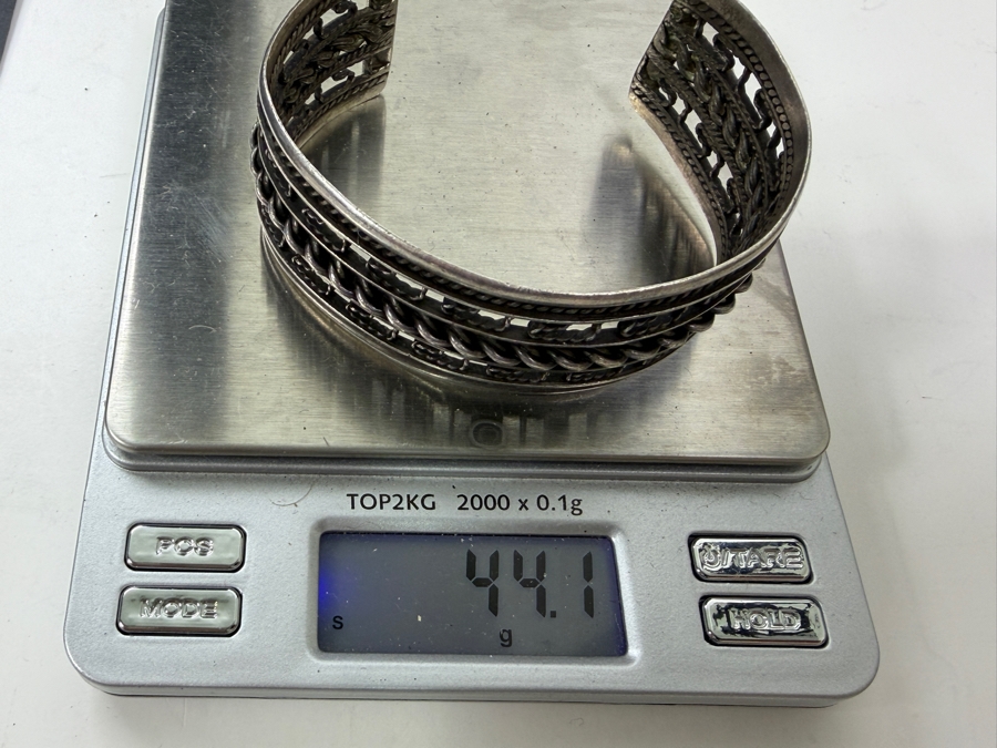 Vintage Sterling Silver Cuff Bracelet 2.75'W 44.1g [Photo 4]