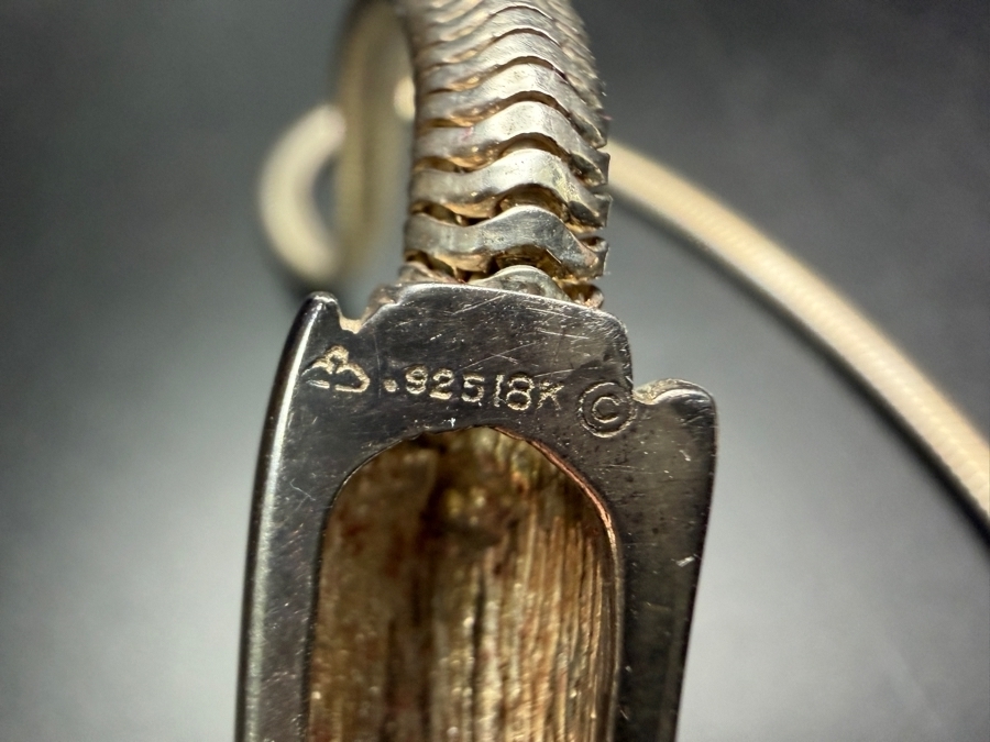 Vintage Sterling Silver / 18K Gold 14' Pendant Necklace 53.1g [Photo 4]