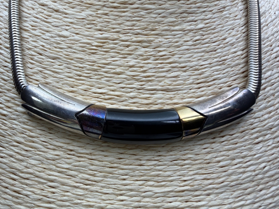 Vintage Sterling Silver / 18K Gold 14' Pendant Necklace 53.1g [Photo 2]