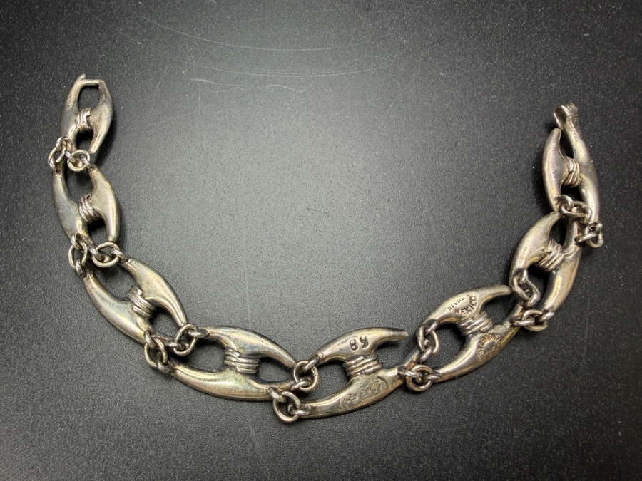 Vintage Sigi Pineda Mexico Modernist Sterling Silver 8' Bracelet Taxco Silver 33.8g [Photo 3]