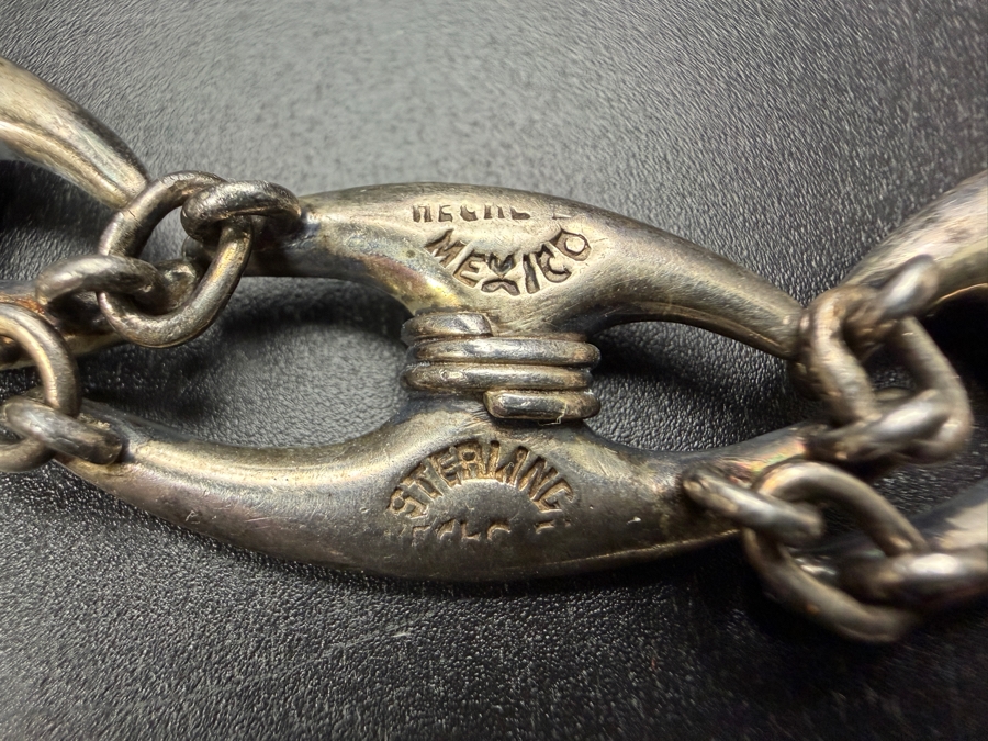 Vintage Sigi Pineda Mexico Modernist Sterling Silver 8' Bracelet Taxco Silver 33.8g [Photo 6]